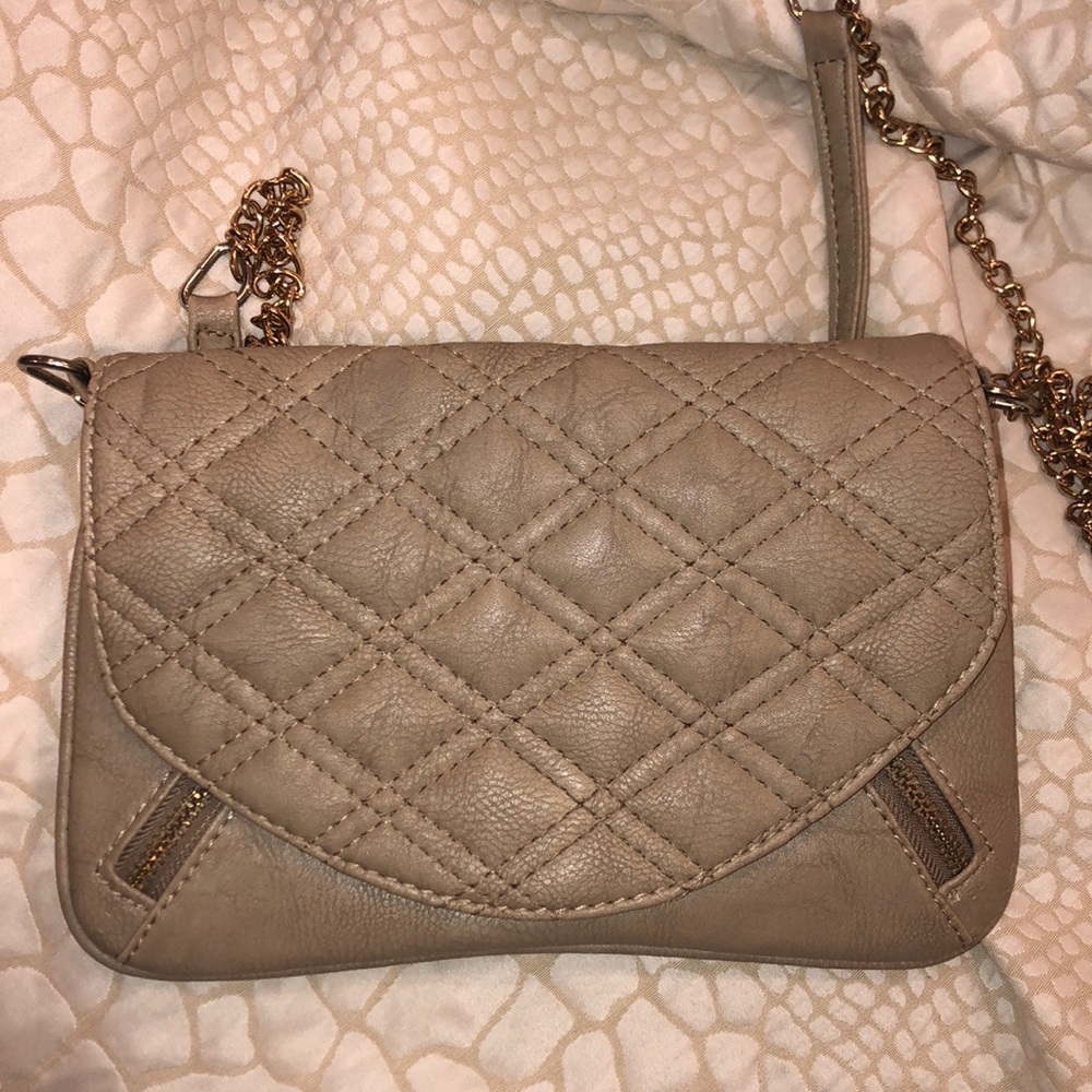 Taupe Cross body bag with gold hardware